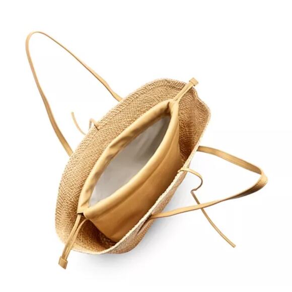 New with Tag Themoire Flor Woven Straw Degrade Tote, Leather Yellow/Gold‎ - Picture 3 of 6